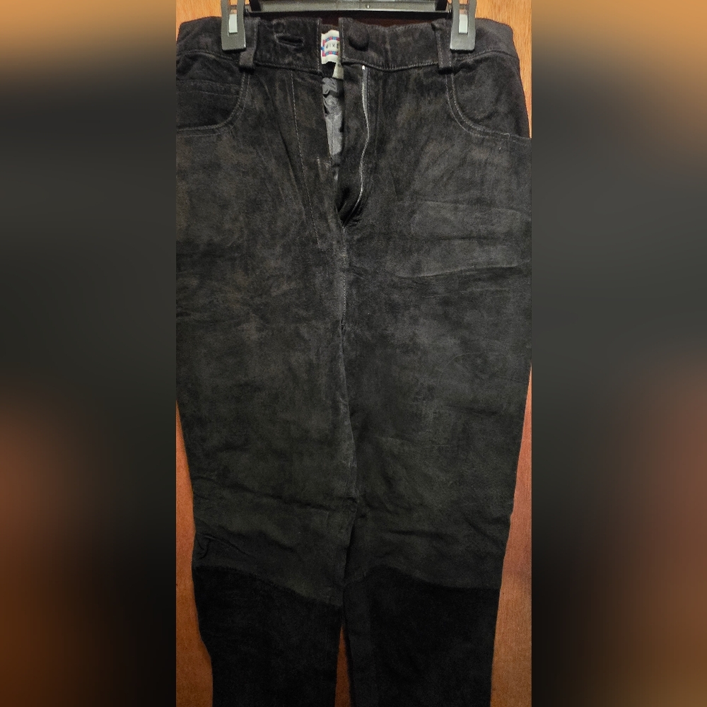 Mixed Blues Genuine Suede Straight Leg Pants Lined NWOT Never Worn Vintage Sz7 - Picture 6 of 11